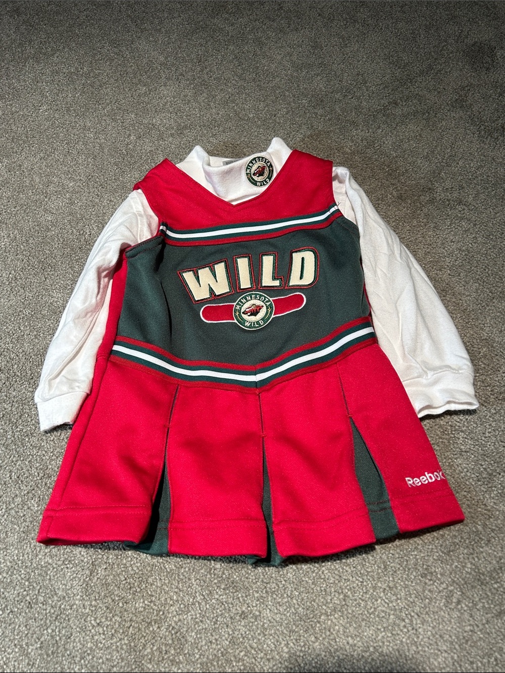 Reebok Red and Green Minnesota Wild Kids Cheer Dress with White Top